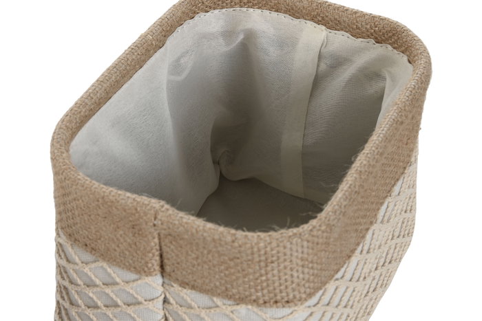 DKD Home Decor Set de 4 Cestas de EVA y Poliéster Natural y Crema 36x26x14 cm