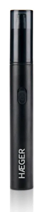 Haeger NT-REC.004A Recortador de Pelo para Nariz y Orejas Recargable USB-C, 45 Minutos Autonomía, Incluye Cepillo de Limpieza, Negro