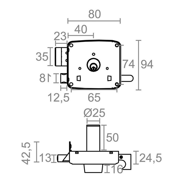 Micel Cerradura Crs02 40x80mm Sobreponer Mano Derecha Acero Pintado Oro 5 Pines 5 Llaves Serreta para Puertas de Madera