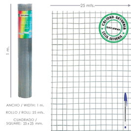 SATURNIA Malla Electrosoldada Galvanizada 25x25 / 1,60 / 100 cm (Rollo de 25 m)