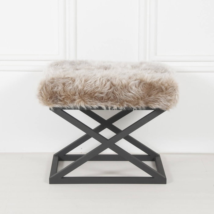 Atelier Del Sofa Pouffe Negro, Gris v2 - Mueble Versátil para Sala de Estar o Dormitorio, 50cm Ancho x 42cm Alto
