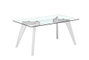 DKD Home Decor Mesa Comedor Moderno Blanco Transparente Cristal y MDF 160x90x75 cm