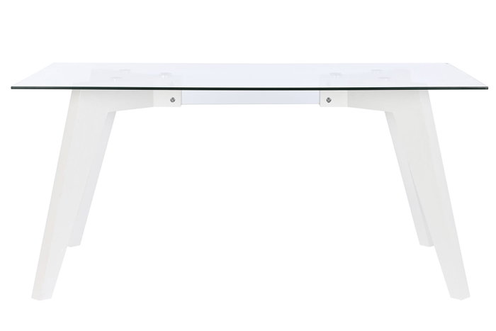 DKD Home Decor Mesa Comedor Moderno Blanco Transparente Cristal y MDF 160x90x75 cm DKD Home Decor Mesa Comedor Moderno Blanco Transparente Cristal y MDF 160x90x75 cm