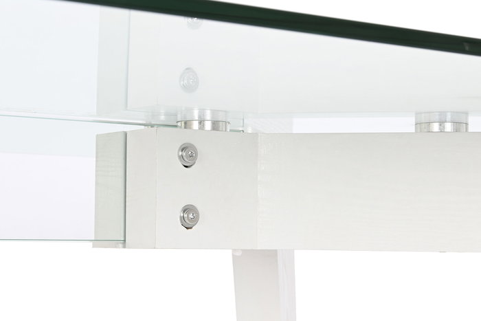 DKD Home Decor Mesa Comedor Moderno Blanco Transparente Cristal y MDF 160x90x75 cm DKD Home Decor Mesa Comedor Moderno Blanco Transparente Cristal y MDF 160x90x75 cm