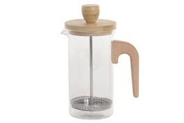 DKD Home Decor Cafetera de Borosilicato y Bambú 350ml