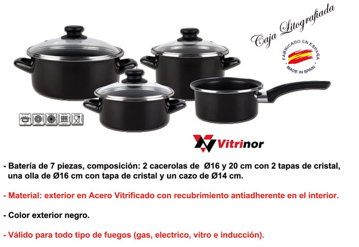 MAGEFESA Batería de cocina Kenia de 7 piezas antiadherente MAGEFESA Batería de cocina Kenia de 7 piezas antiadherente