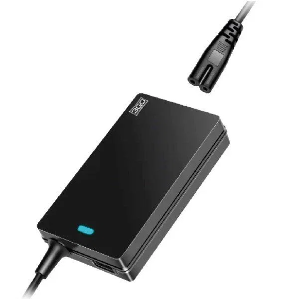 3GO ALIM65AS Cargador para Portátil de 65W, Adaptador e Inversor Interiores Slim con 1 Puerto USB, Protección contra Sobrecarga, Negro