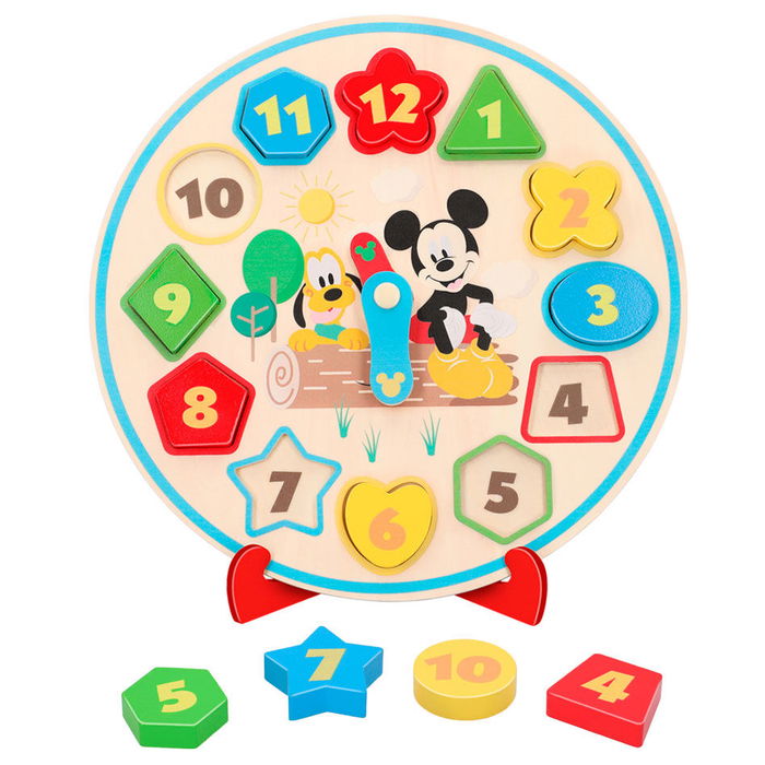 WOOMAX Puzzle Reloj de Madera Baby Disney Educativo para Niños +3 Años, 30 cm con 15 Piezas WOOMAX Puzzle Reloj de Madera Baby Disney Educativo para Niños +3 Años, 30 cm con 15 Piezas