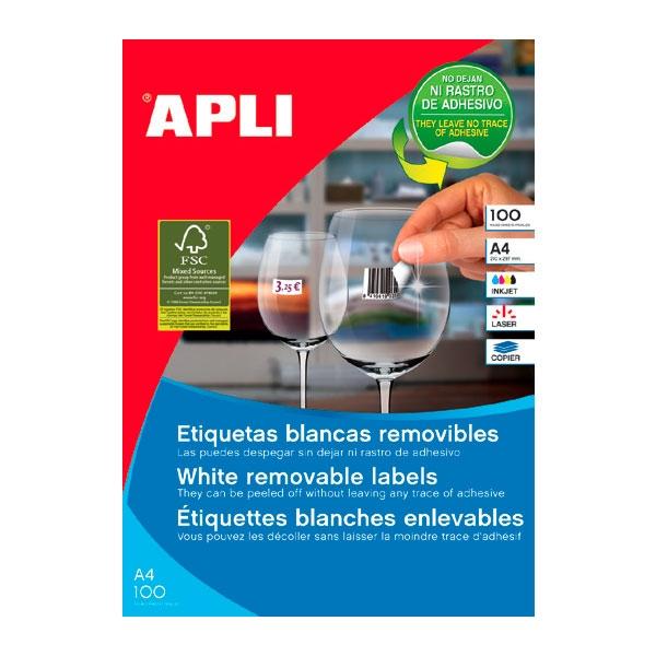 APLI Etiquetas Autoadhesivas Removibles Blancas 48,5x25,4 mm A4