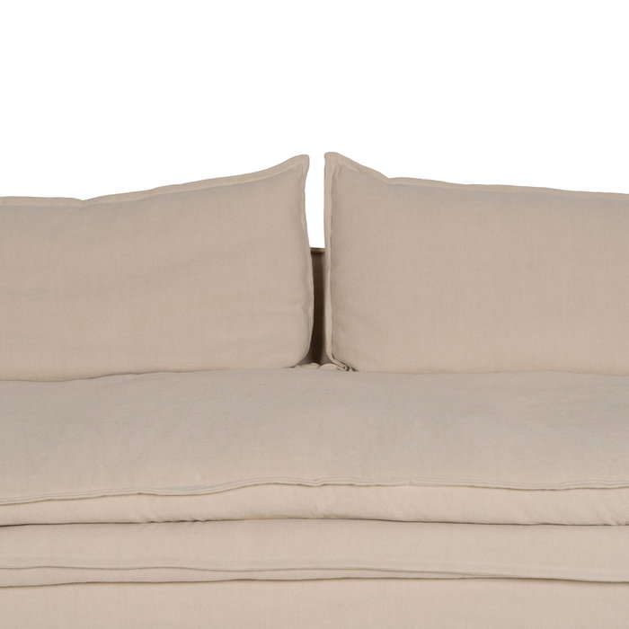 Sofá 3 Plazas Crema Tejido-Madera 210 X 97 X 89 cm Sofá 3 Plazas Crema Tejido-Madera 210 X 97 X 89 cm