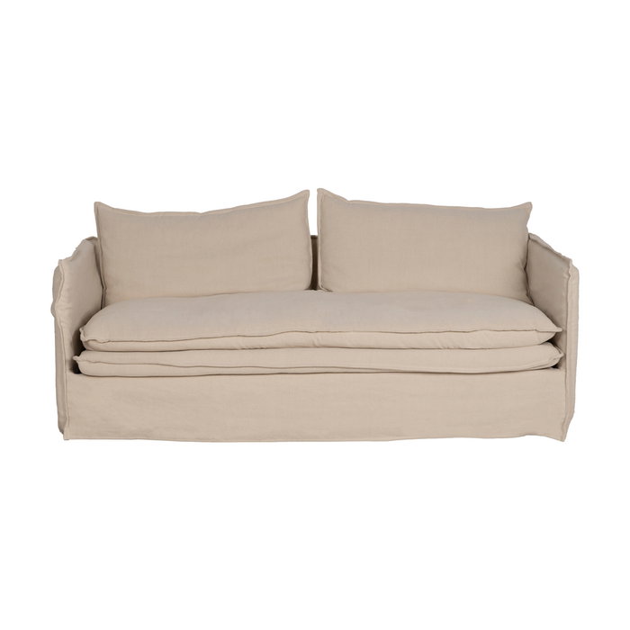 Sofá 3 Plazas Crema Tejido-Madera 210 X 97 X 89 cm Sofá 3 Plazas Crema Tejido-Madera 210 X 97 X 89 cm