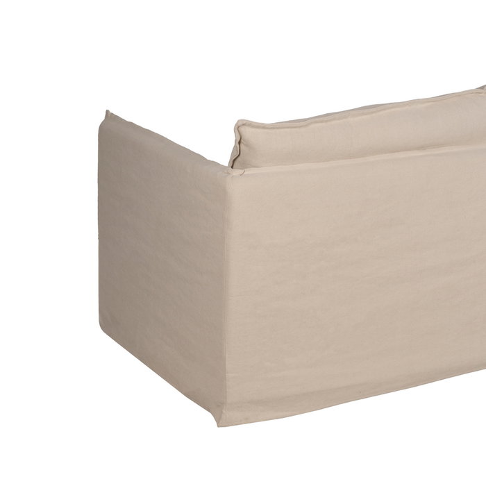 Sofá 3 Plazas Crema Tejido-Madera 210 X 97 X 89 cm Sofá 3 Plazas Crema Tejido-Madera 210 X 97 X 89 cm