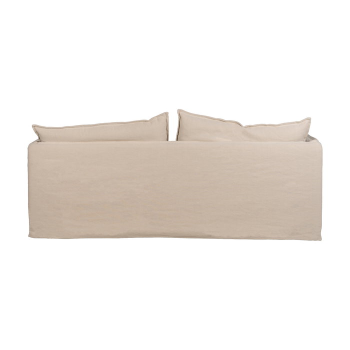 Sofá 3 Plazas Crema Tejido-Madera 210 X 97 X 89 cm Sofá 3 Plazas Crema Tejido-Madera 210 X 97 X 89 cm