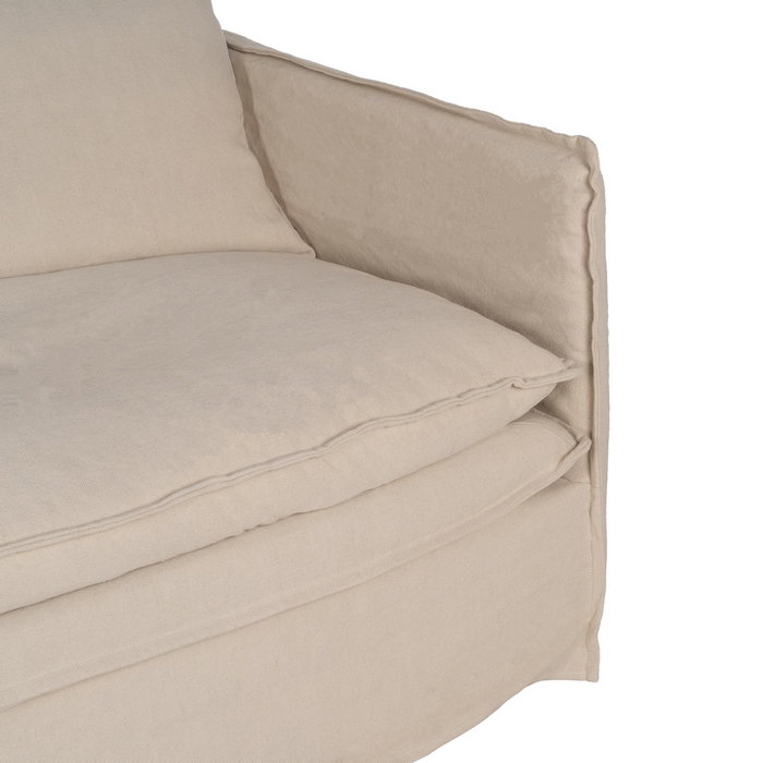 Sofá 3 Plazas Crema Tejido-Madera 210 X 97 X 89 cm Sofá 3 Plazas Crema Tejido-Madera 210 X 97 X 89 cm