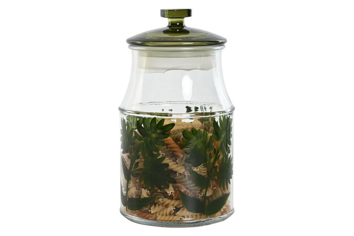 DKD Home Decor Set de 3 Botes de Cristal Botani Verde