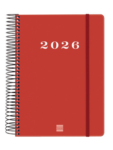 Agenda Anual (2026) Finocam Espiral My Espiral Tapa Extra Con Goma E10 155X212 D/P Rojo