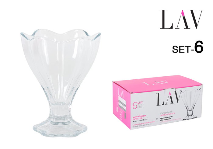 LAV Set 6 Copas Helado 250cc "Lily" - Diseño Elegante para Postres y Sorbetes (4 Cajas) LAV Set 6 Copas Helado 250cc "Lily" - Diseño Elegante para Postres y Sorbetes (4 Cajas)