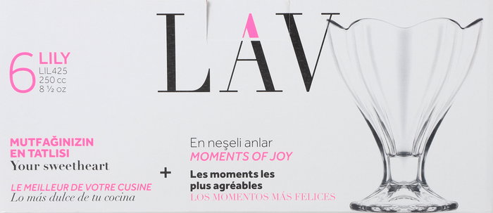 LAV Set 6 Copas Helado 250cc "Lily" - Diseño Elegante para Postres y Sorbetes (4 Cajas)