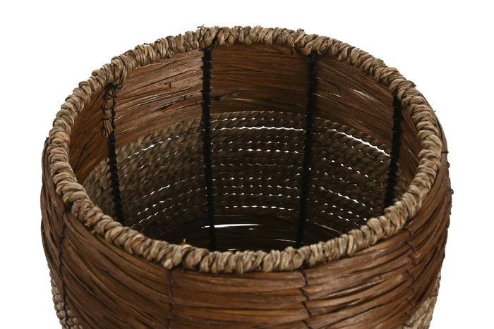 DKD Home Decor Set de 3 Maceteros de Fibra y Metal Natural