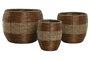 DKD Home Decor Set de 3 Maceteros de Fibra y Metal Natural