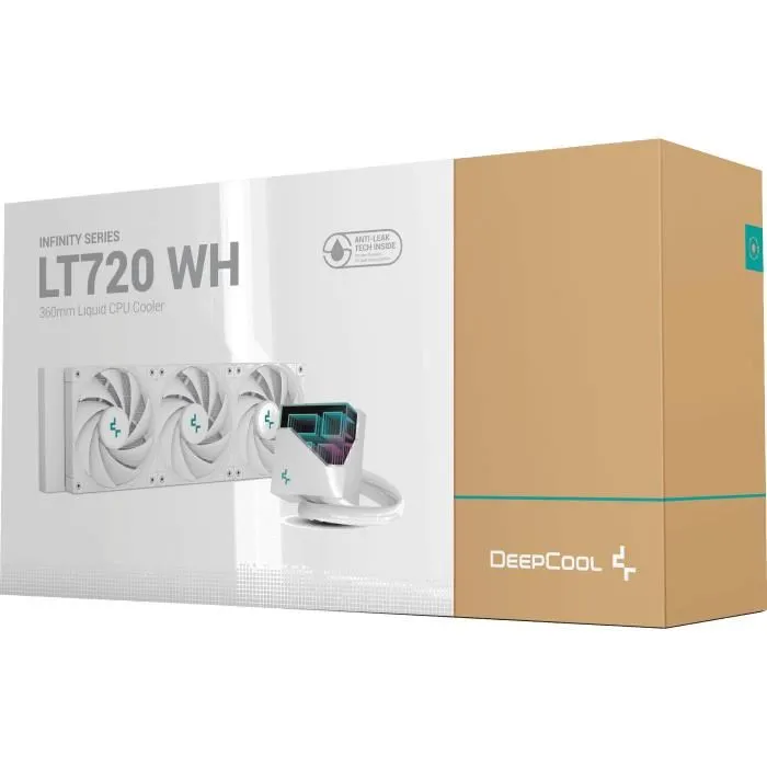 Deepcool LT720 Kit de Refrigeración Líquida AIO CPU, 360 mm, 3 Ventiladores de 120 mm ARGB Blanco, Compatible con Intel y AMD Deepcool LT720 Kit de Refrigeración Líquida AIO CPU, 360 mm, 3 Ventiladores de 120 mm ARGB Blanco, Compatible con Intel y AMD