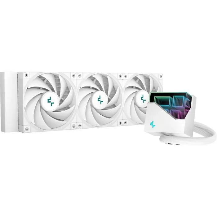 Deepcool LT720 Kit de Refrigeración Líquida AIO CPU, 360 mm, 3 Ventiladores de 120 mm ARGB Blanco, Compatible con Intel y AMD Deepcool LT720 Kit de Refrigeración Líquida AIO CPU, 360 mm, 3 Ventiladores de 120 mm ARGB Blanco, Compatible con Intel y AMD
