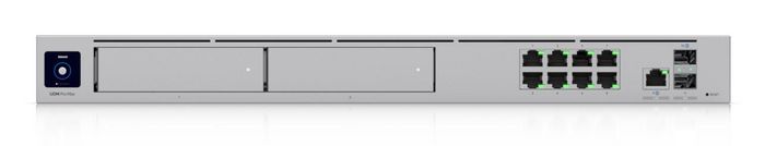 Ubiquiti Cloud Gateway Pro - Pasarela de Rack Profesional 10 Gbps, 8x GbE LAN, WAN de 2.5 GbE, 2 Bahías NVR para HDD, 128 GB SSD, Pantalla Táctil 1.3", Metal