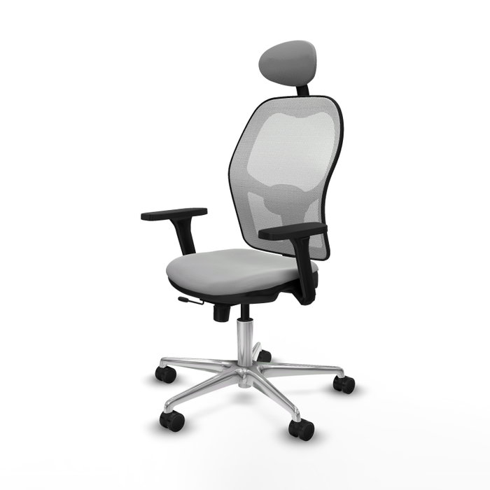 PIQUERAS Y CRESPO Silla de oficina Jorquera con mecanismo Sincro/Traslack, Gris claro y Blanco