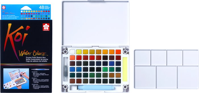 Sakura Koi Water Colors Pocket Field Sketch Box con 48 medias pastillas