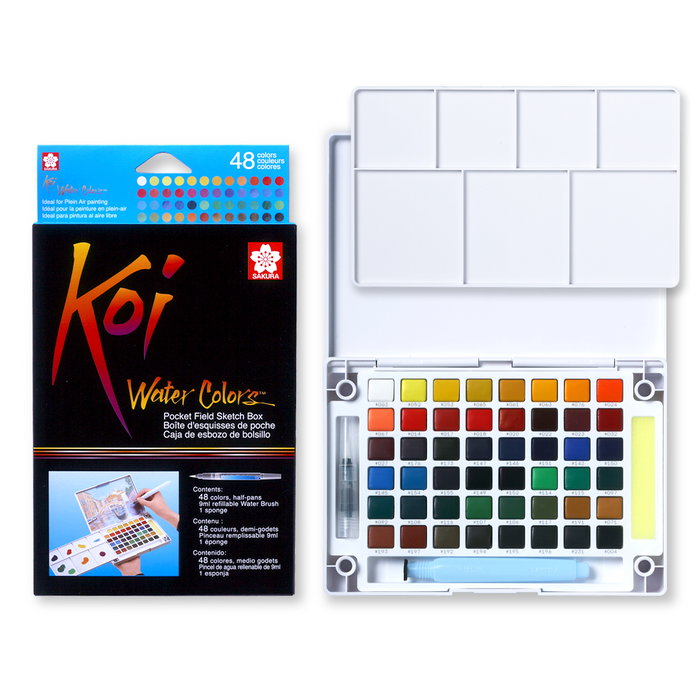 Sakura Koi Water Colors Pocket Field Sketch Box con 48 medias pastillas