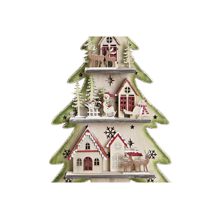 DKD Home Decor Árbol de Madera con LED Surtido de 2 Unidades
