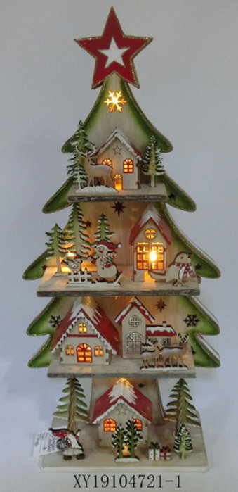 DKD Home Decor Árbol de Madera con LED Surtido de 2 Unidades