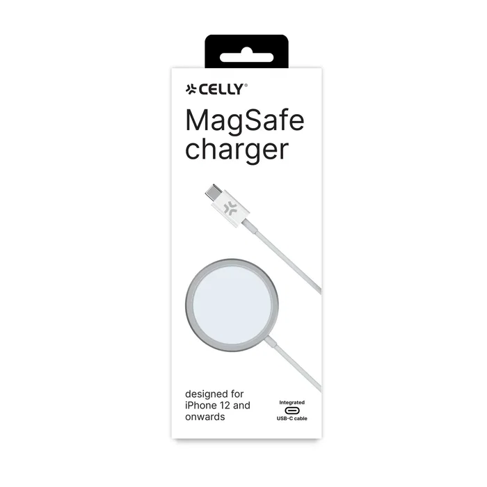 Celly MAGCHARGEPRO Cargador Inalámbrico MagSafe 15W para Smartphone - Blanco, USB, Interior