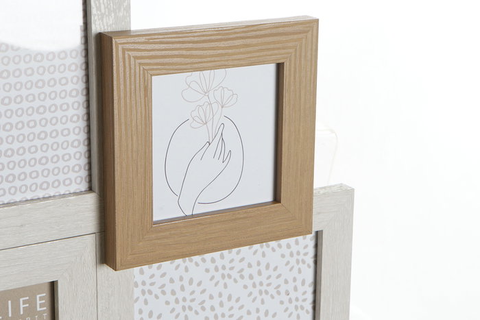 DKD Home Decor Marco Multifoto HANDS para 8 Fotos, Beige y Marrón