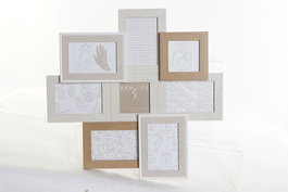 DKD Home Decor Marco Multifoto HANDS para 8 Fotos, Beige y Marrón