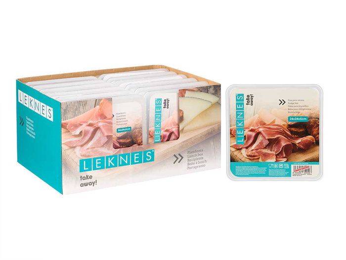 Leknes Fiambrera 24 cm x 24 cm x 5.1 cm Transparente Plástico PP (Set de 24) Leknes Fiambrera 24 cm x 24 cm x 5.1 cm Transparente Plástico PP (Set de 24)