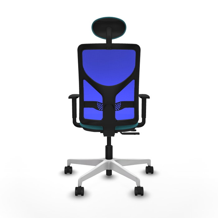 PIQUERAS Y CRESPO Silla de oficina Motilla con mecanismo Sincro/Traslack, Tela Turquesa y Malla Azul
