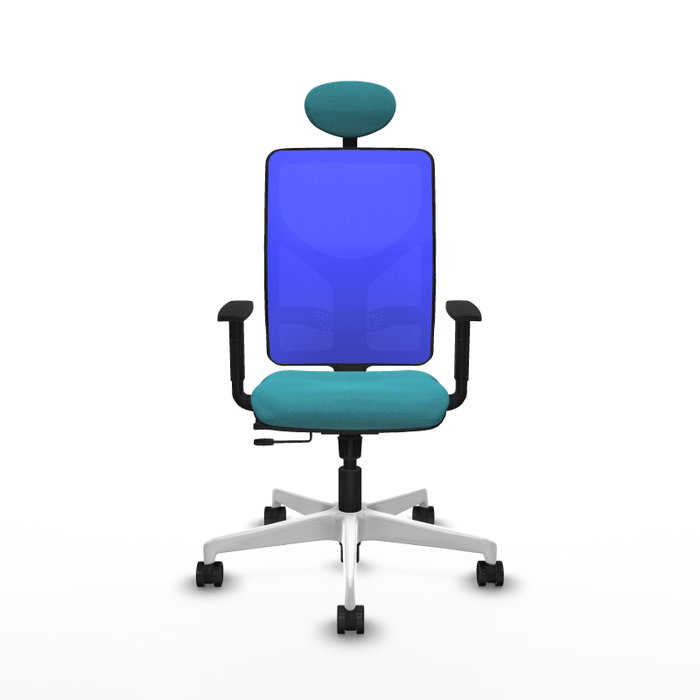 PIQUERAS Y CRESPO Silla de oficina Motilla con mecanismo Sincro/Traslack, Tela Turquesa y Malla Azul