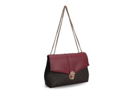 Lucky Bees Bolso Bandolera 1228 v2 Rojo Claret y Marrón Piel de Polivinilo 26x10x20 cm