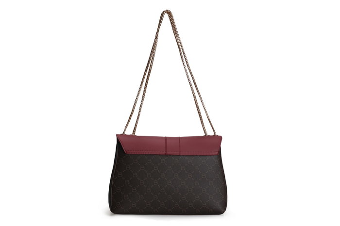 Lucky Bees Bolso Bandolera 1228 v2 Rojo Claret y Marrón Piel de Polivinilo 26x10x20 cm
