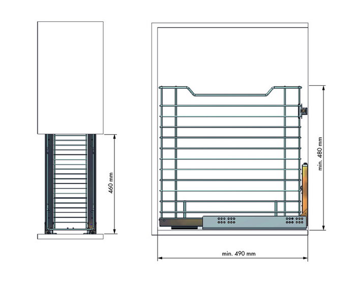 Menage Confort Tolva Ropa Classic M400 Cromo Extracción Total Guía Oculta Capacidad 25kg