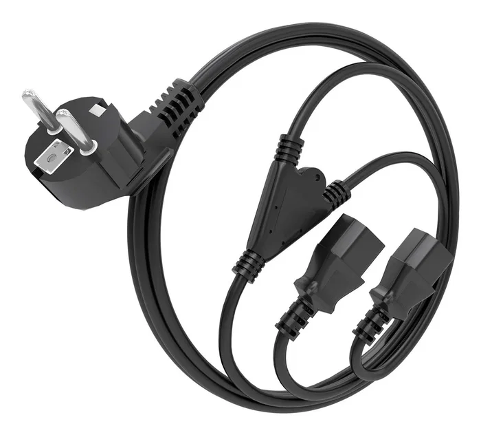 Aisens Cable de Alimentación CEE7/7 a 2x C13, 1.8m, Negro