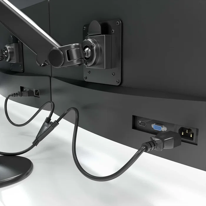 Aisens Cable de Alimentación CEE7/7 a 2x C13, 1.8m, Negro