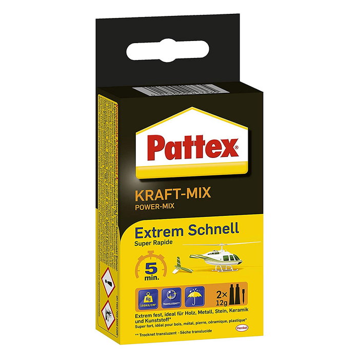 Pattex Zweikomponenten-Kleber Kraft-Mix PK6ST, 2 x 12 g, Resistente al Agua, -30 grados C Pattex Zweikomponenten-Kleber Kraft-Mix PK6ST, 2 x 12 g, Resistente al Agua, -30 grados C