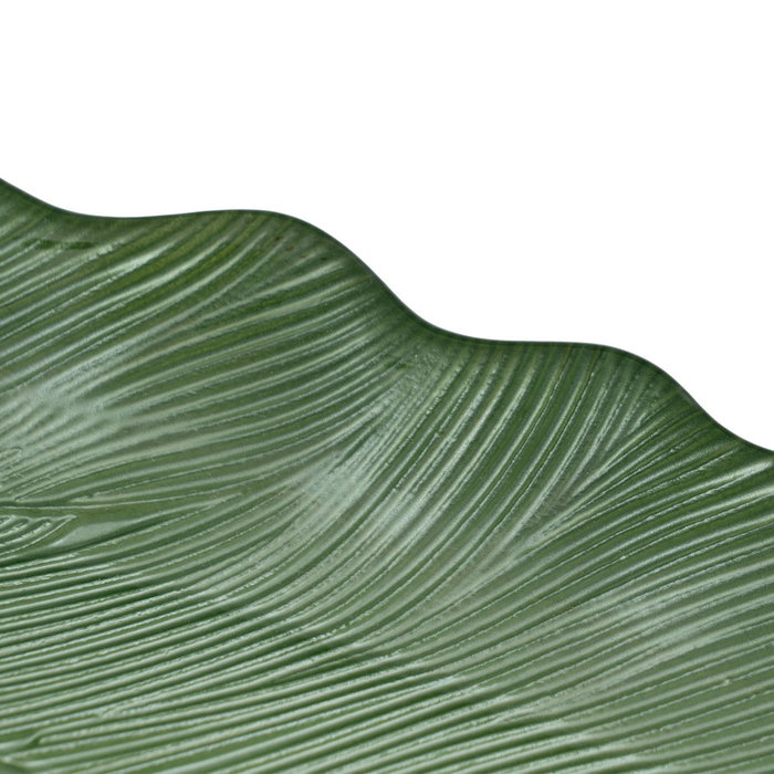 Bandeja Hoja Verde Cristal Decoración 40 cm