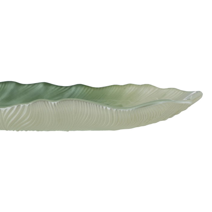 Bandeja Hoja Verde Cristal Decoración 40 cm