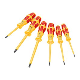Wera Destornilladores aislados VDE Juego 6 Piezas Kraftform Multicomponente 1000V con PH1, PH2, planos 0.4x2.5, 0.6x3.5, 0.8x4, 1.0x5.5