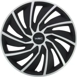 WRC 4 Enjo Bi-colo 15 TURBO Juego de 4 Tapacubos para Ruedas de 15 Pulgadas Bicolores Negro Mate y Gris Plateado ABS