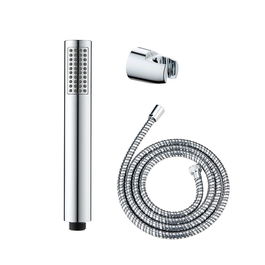 Wenko Conjunto de Ducha Basic con Cabezal de 5 Funciones, Manguera 150 cm y Soporte Ajustable, ABS/Acero Inox