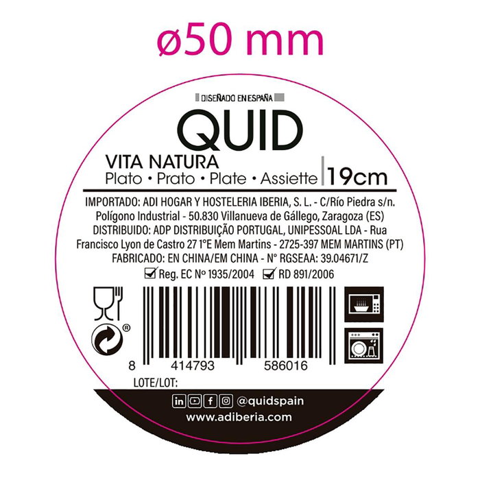 Quid Plato de Postre Cerámico Vita Natura Verde 19 cm